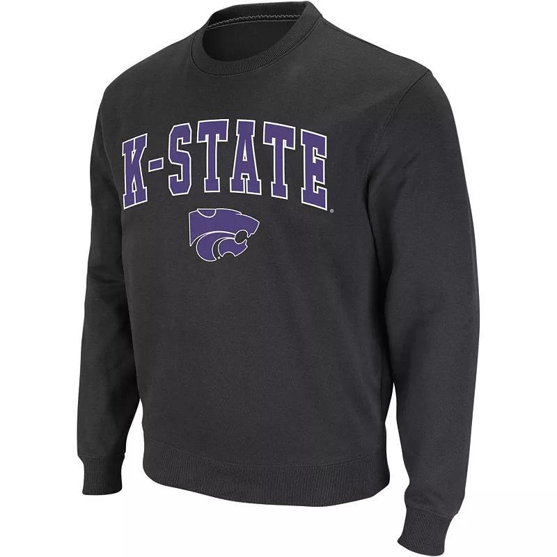 Men's Colosseum Charcoal Kansas State Wildcats Arch & Logo Crew Neck Sweatshirt, Size: XL Product Image