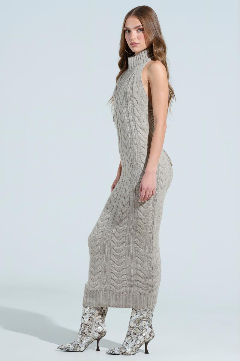 JESSICA CABLE KNIT SWEATER MIDI DRESS Product Image