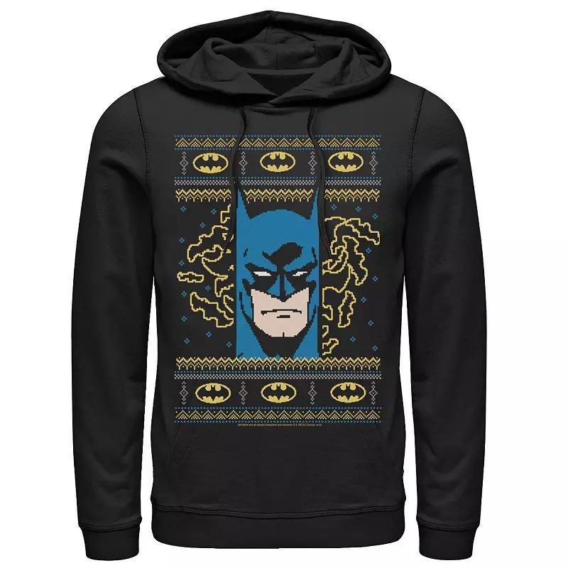 Men's DC Comics Batman Face Christmas Sweater Style Hoodie, Size: Medium, Black Product Image
