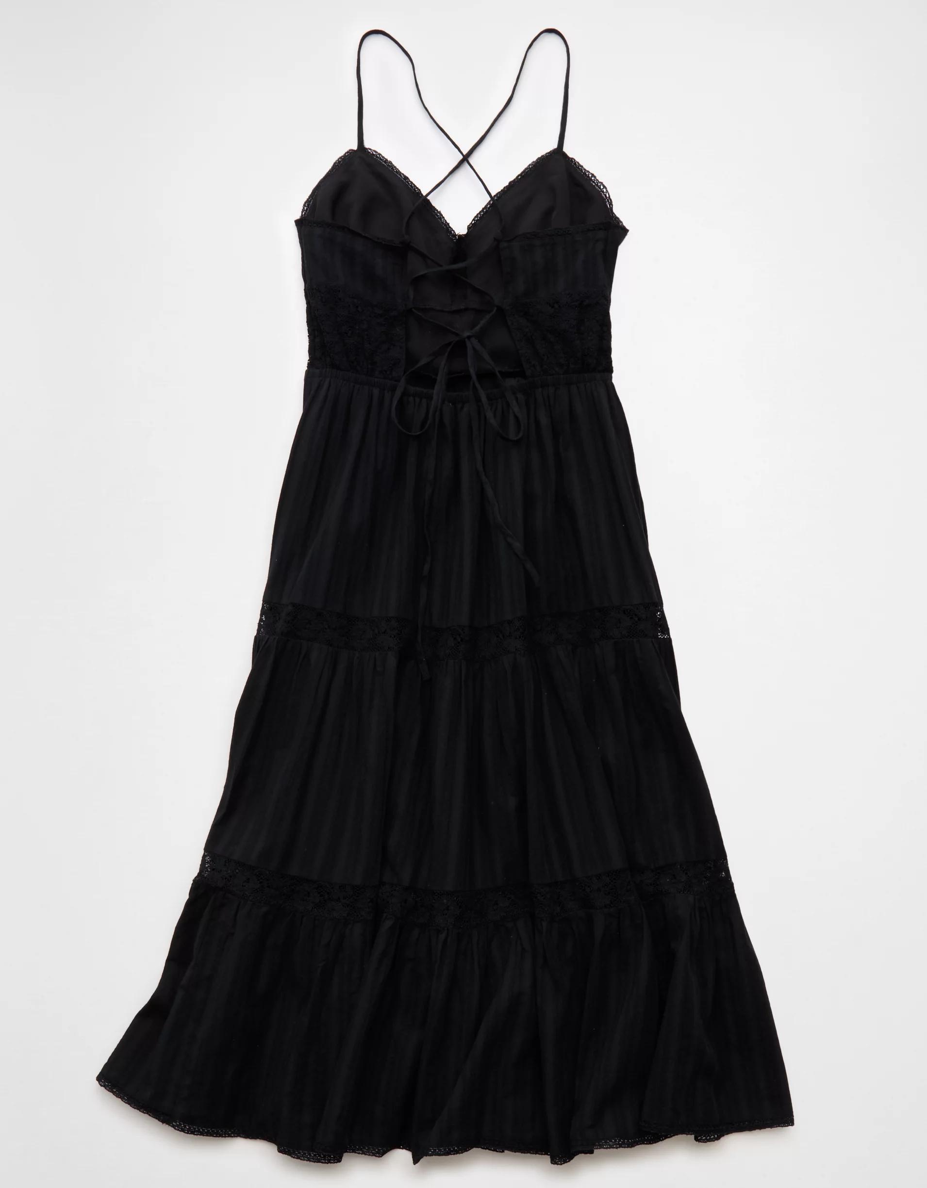 AE V-Neck Lace Tiered Maxi Dress Product Image