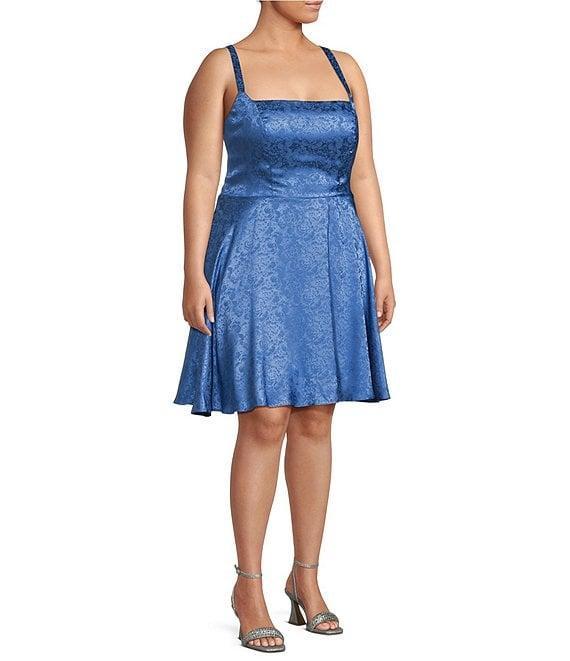 B. Darlin Plus Satin Lace-Up Back Fit-And-Flare Dress Product Image