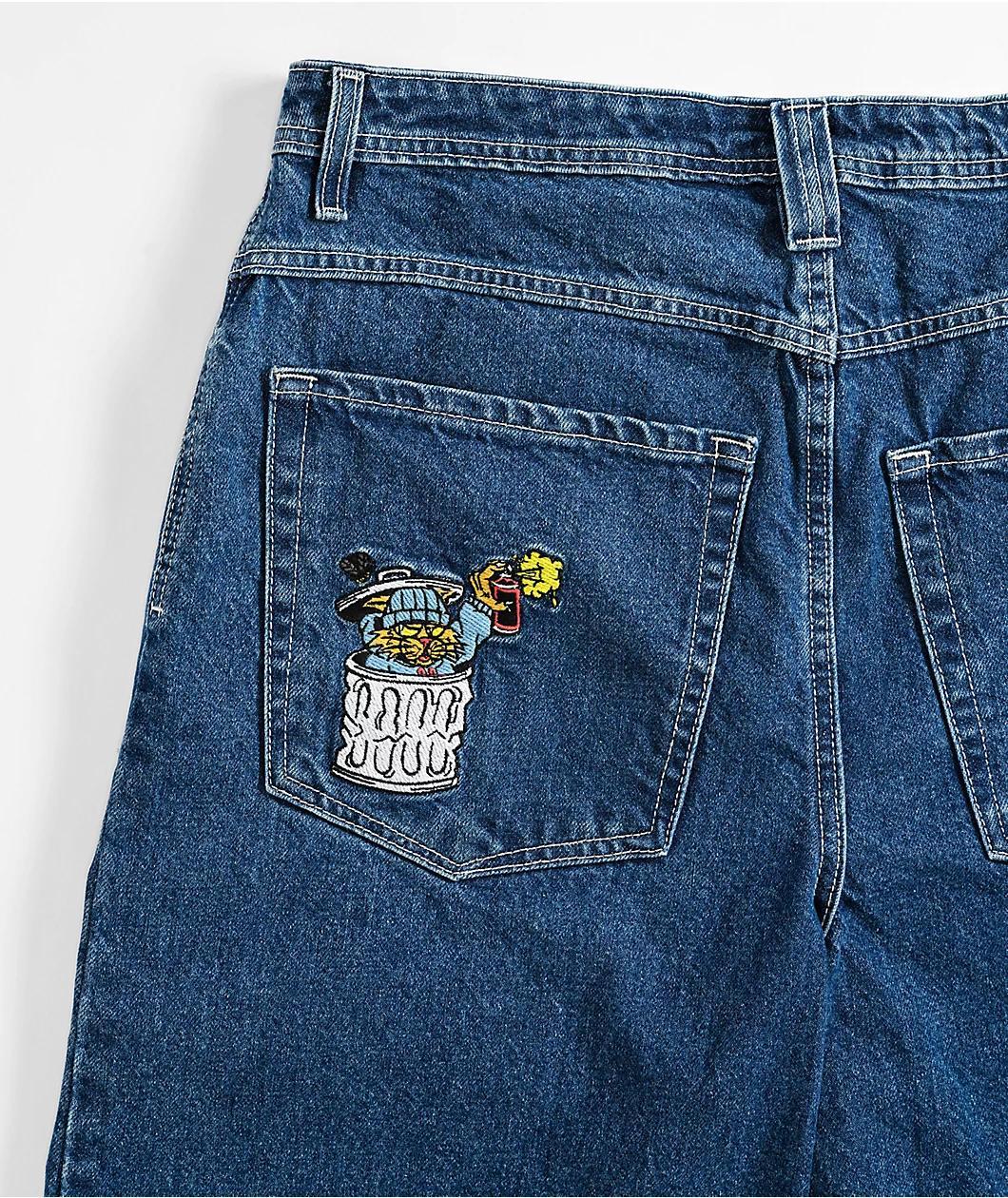 Empyre Ultra Loose Blue Denim Skate Shorts Product Image