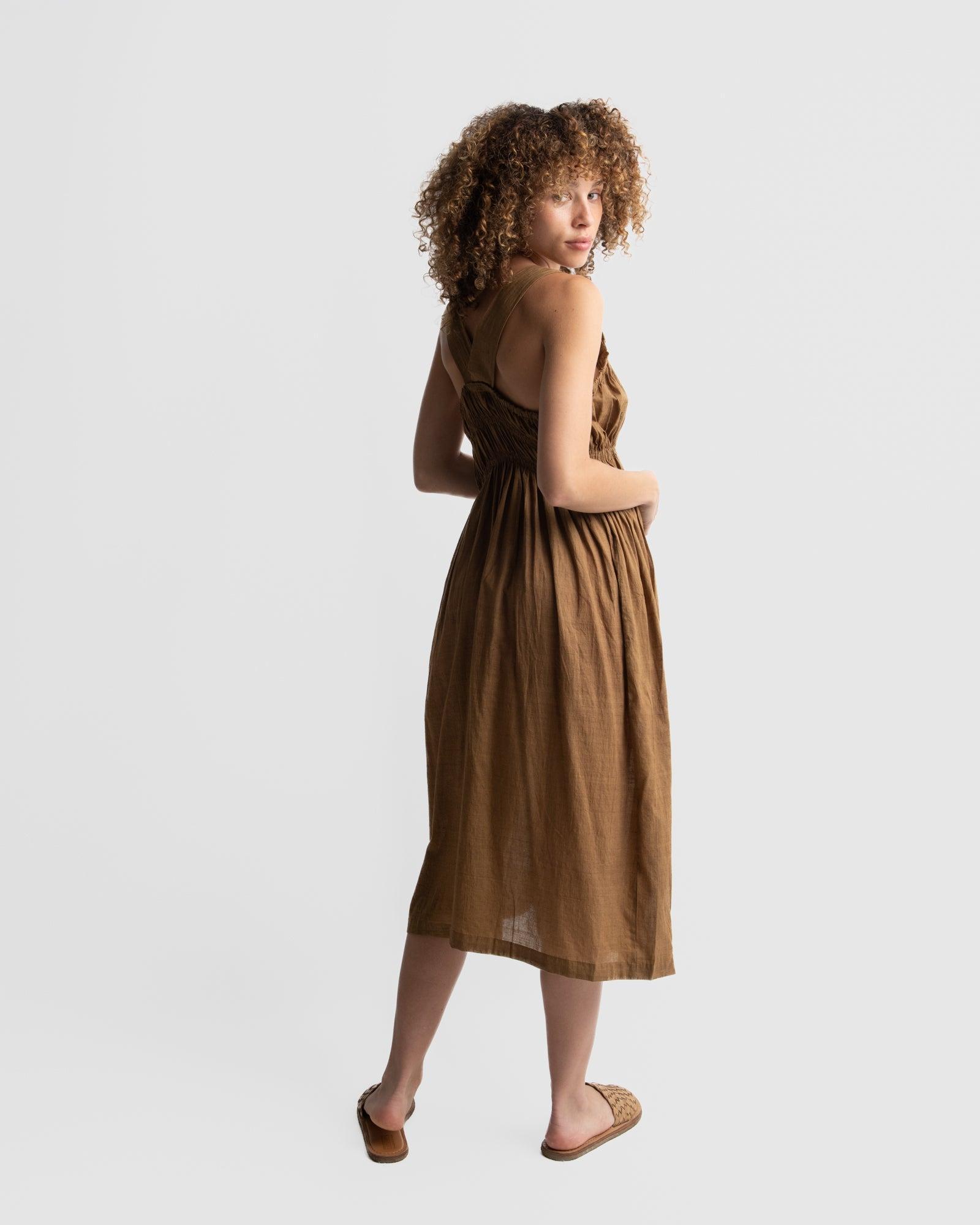 Caramel brown midi dress Product Image