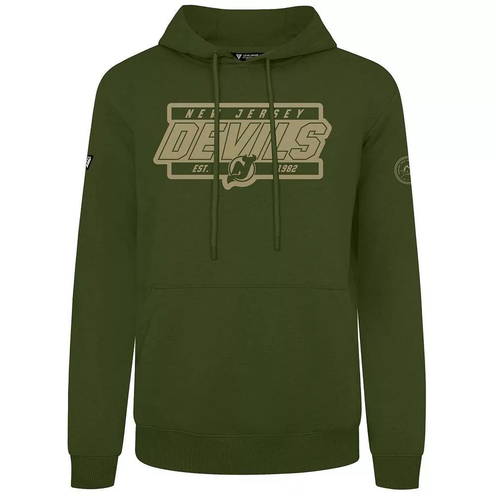 Mens Levelwear Olive New Jersey Devils Podium Pullover Hoodie Product Image