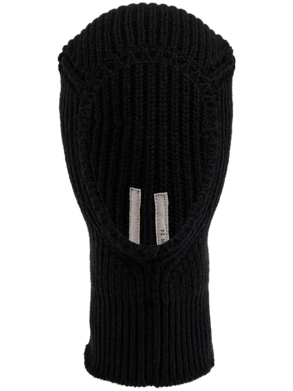 RICK OWENS Ribbed-knit Balaclava In Black Product Image