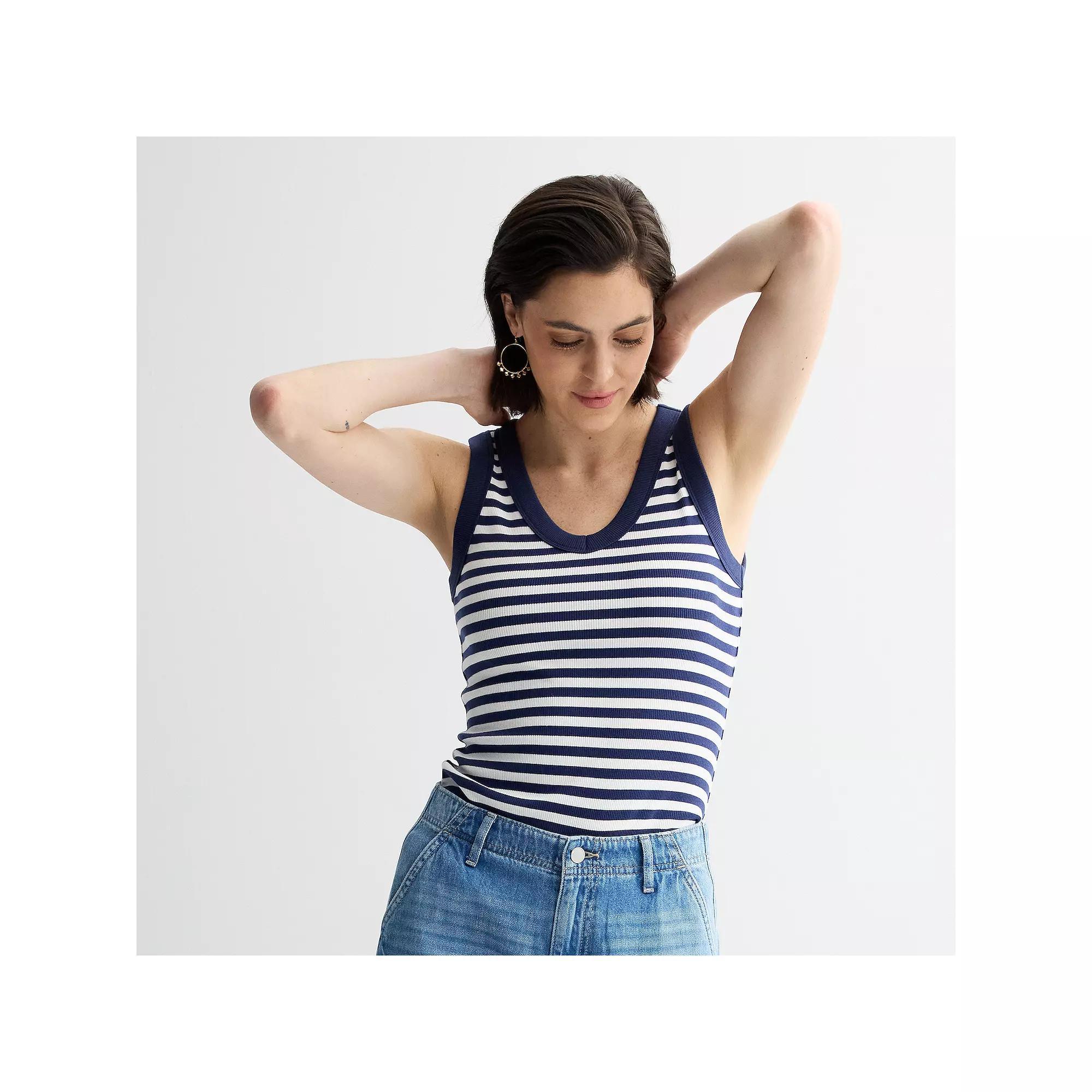 Petite Sonoma Goods For Life Ribbed V-Neck Tank Top, Womens Product Image