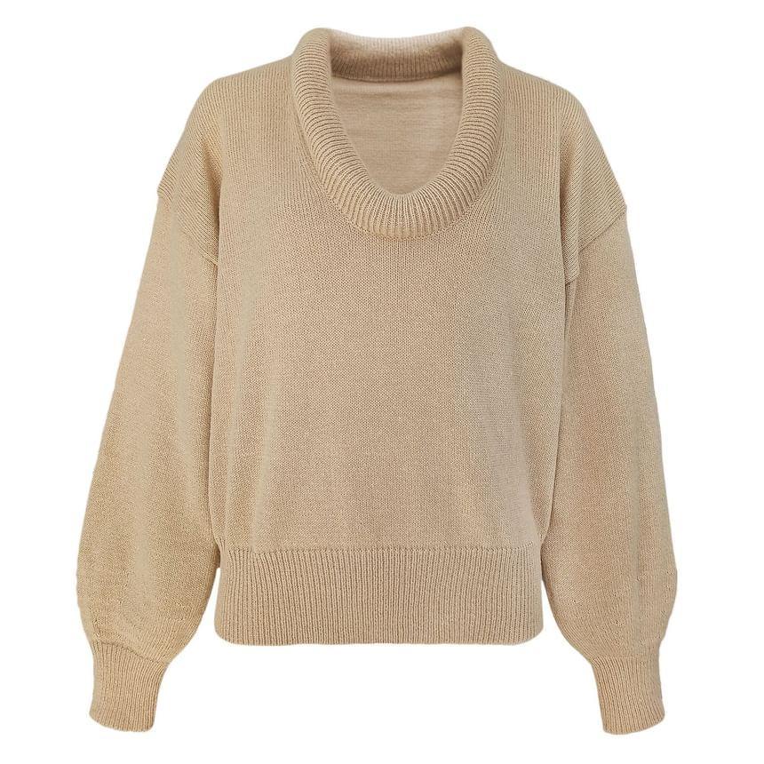 V-Neck Plain Oversized Sweater Product Image