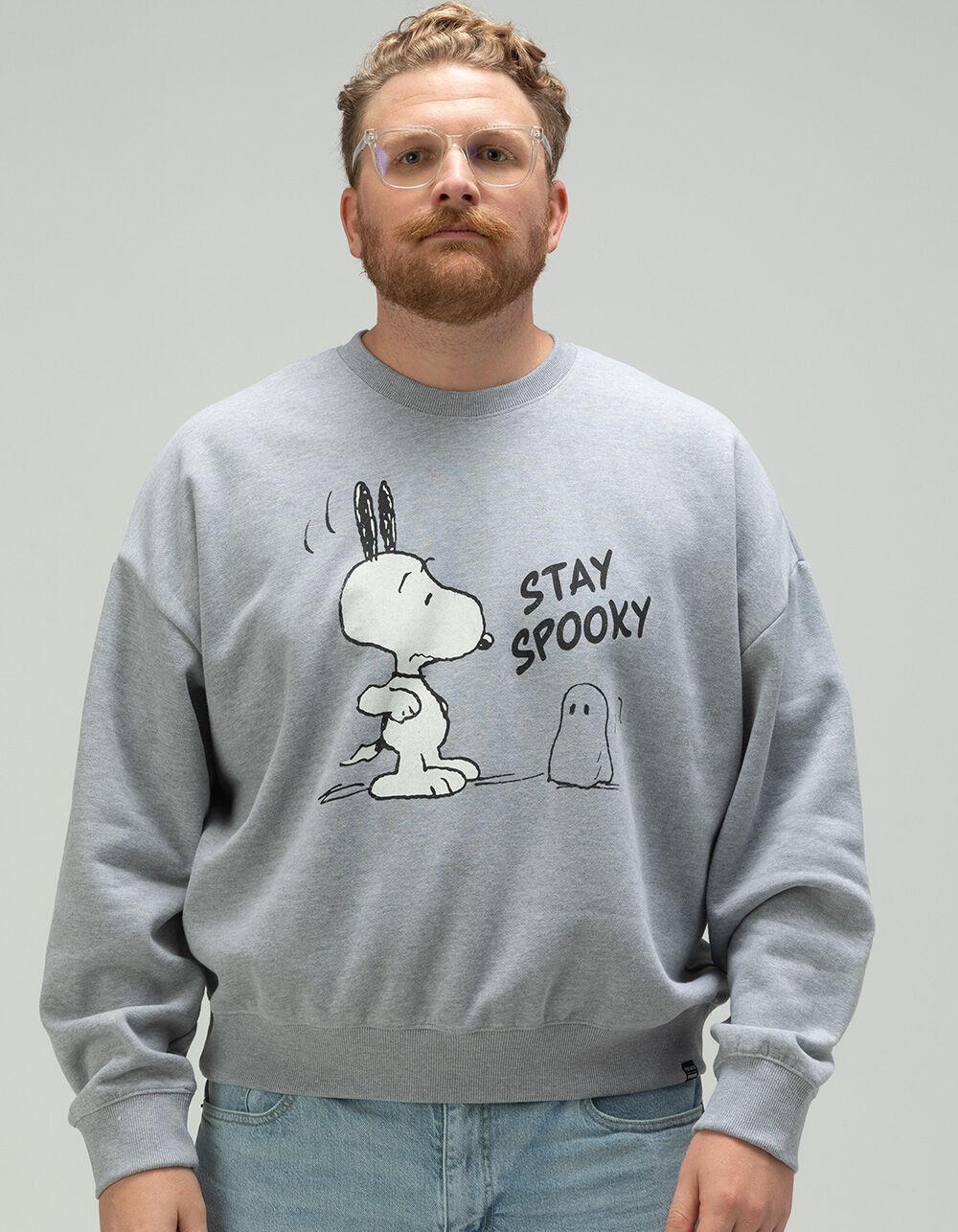 RSQ x Peanuts Stay Spooky Mens Oversized Crewneck Sweatshirt - HEATHER GRAY Product Image