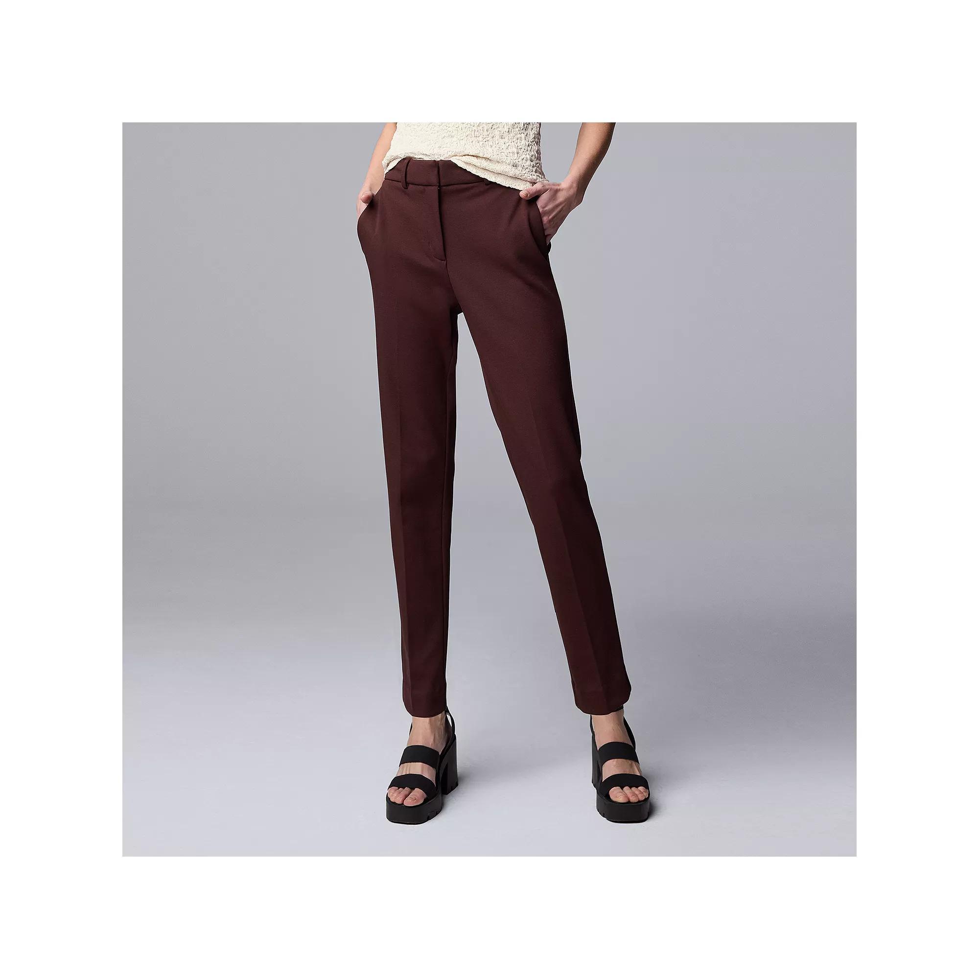 Women's Simply Vera Vera Wang Stretch Knit High Rise Ankle Trouser Pants, Size: 2, Java Product Image