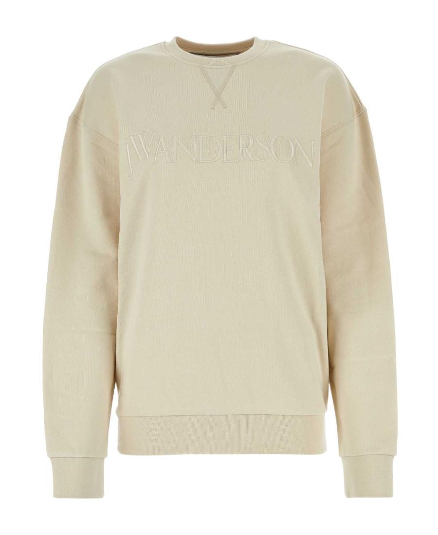 JW ANDERSON Logo Embroidered Crewneck Sweatshirt In Beige Product Image