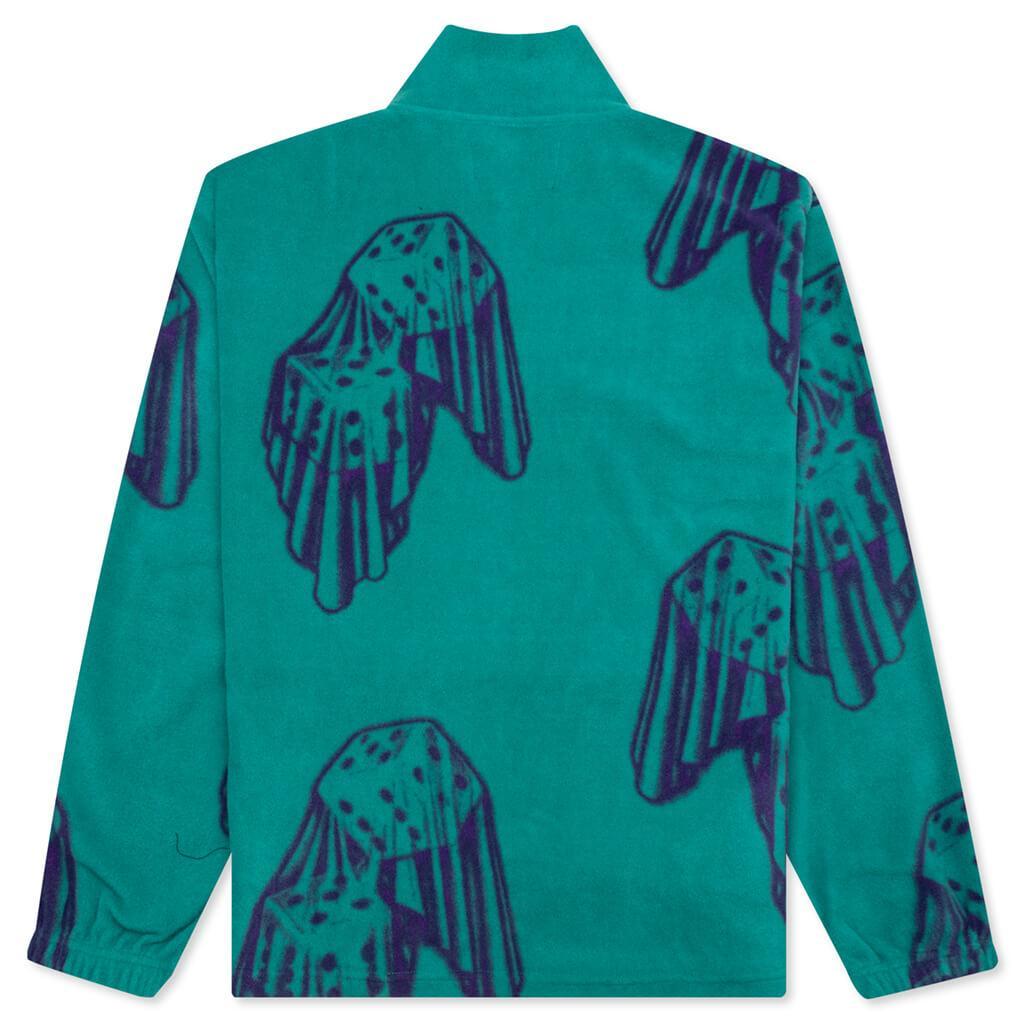 Dice Print Fleece Quarter Zip Pullover - Teal/Purple Male Product Image
