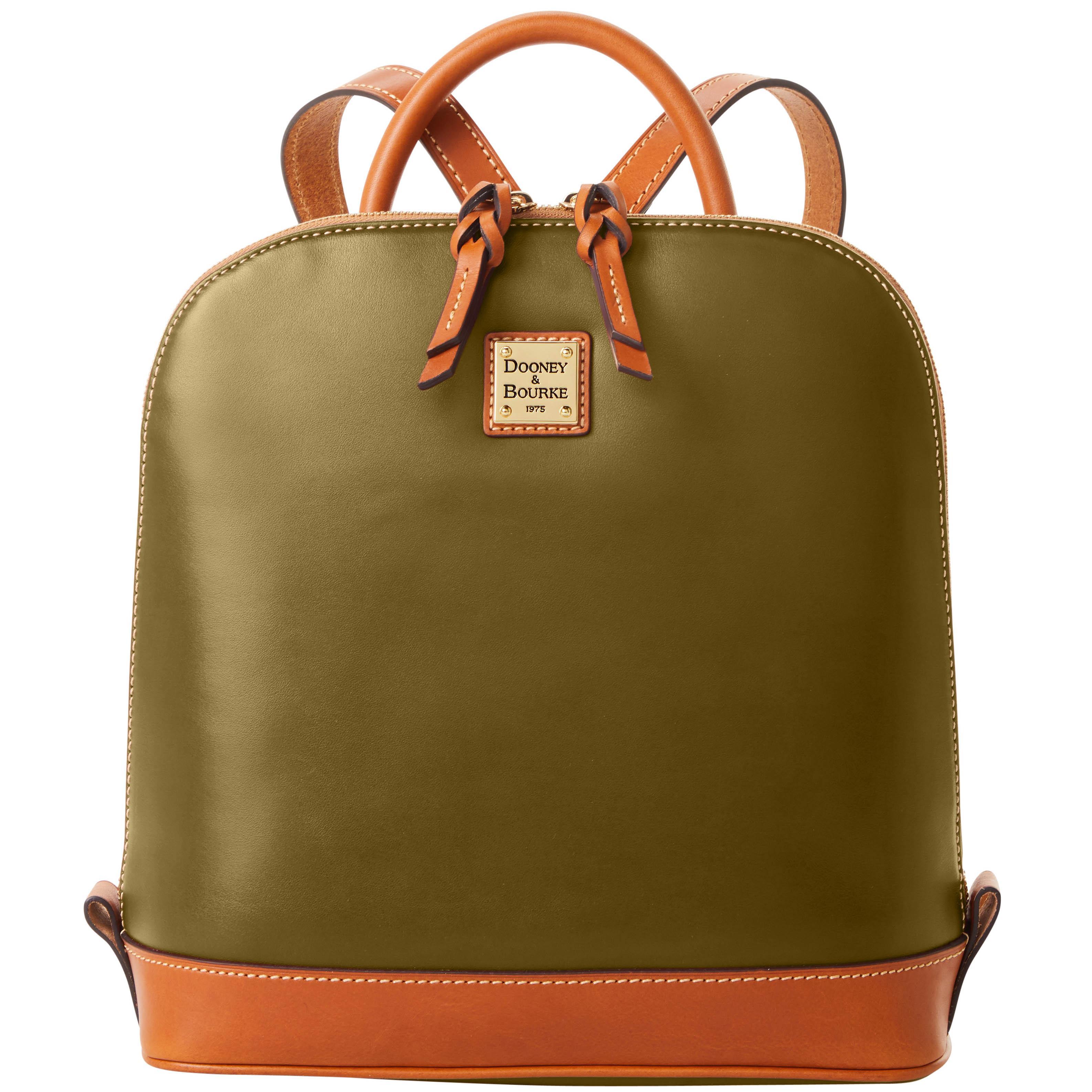 Dooney & Bourke Womens Wexford Leather Zip Pod Backpack in Olive Product Image