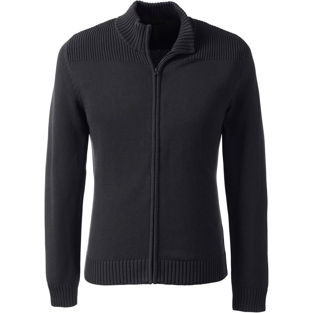 Mens Lands End School Uniform Zip-Front Cardigan Sweater Classic Blue Product Image