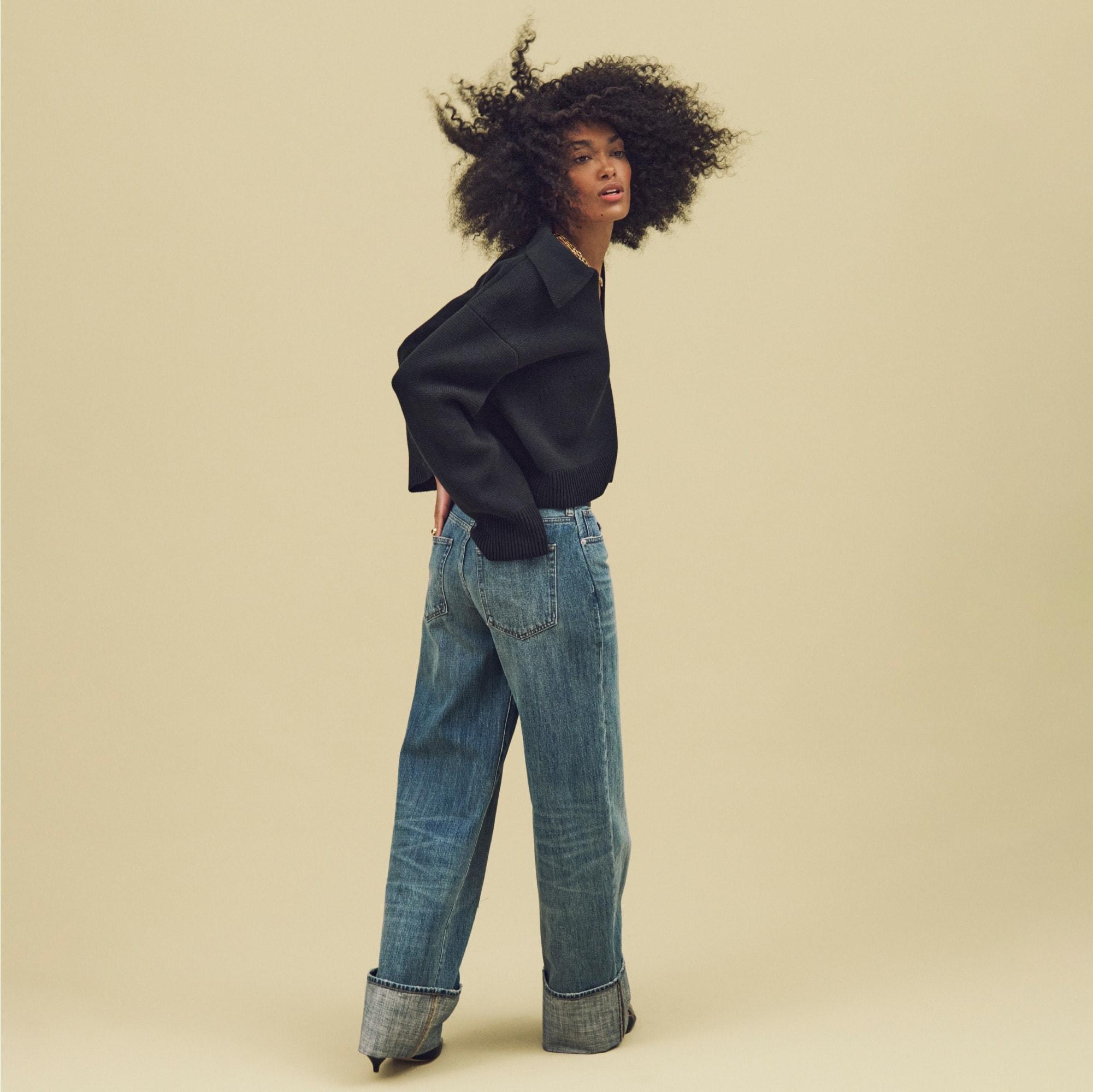 Cuffed lower-rise wide-leg jean Product Image