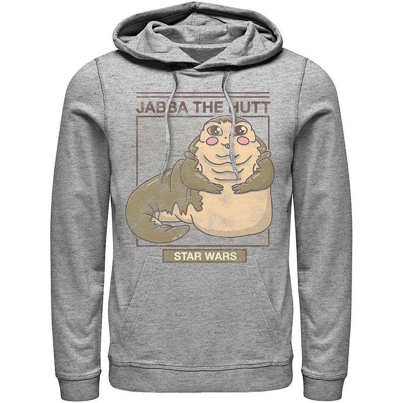 Men's Star Wars Jabba The Hutt Cartoon Cute Portrait Grid Hoodie, Size: XL, Red Product Image