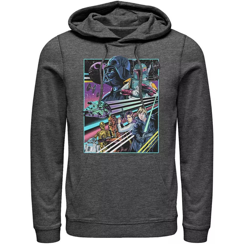 Men's Star Wars Neon Rebel Alliance Poster Hoodie, Size: Large, Athletic Grey Product Image