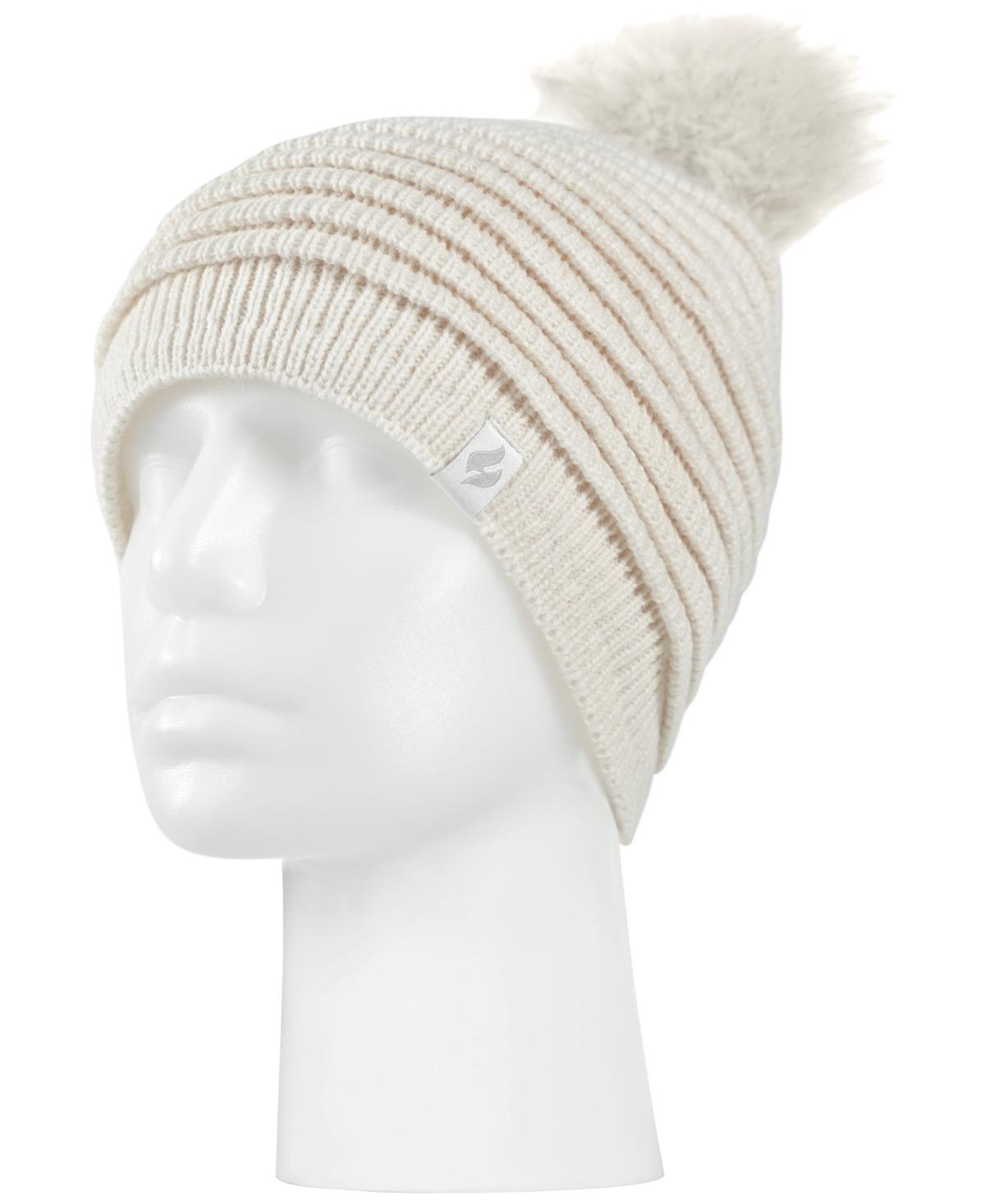 Women's Heat Holders Heatweaver Rib Knit Pom Pom Hat, Blue Product Image