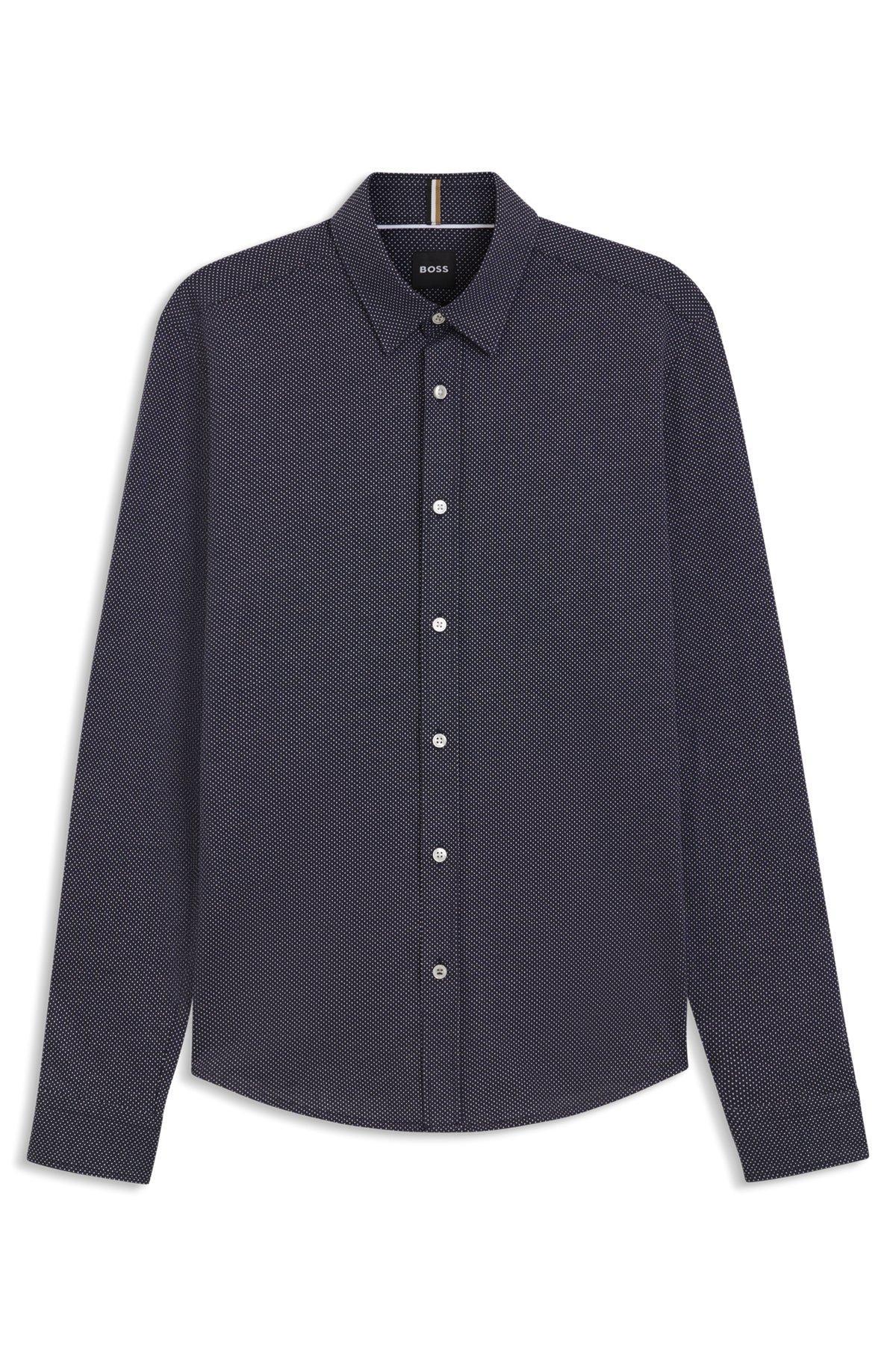 Slim-fit shirt in structured cotton jersey Product Image