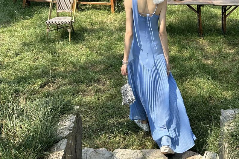 Halter-Neck Plain Midi Sundress Product Image