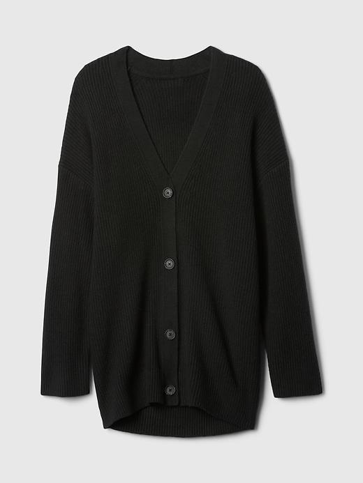 CashSoft Shaker-Stitch Boyfriend Cardigan Product Image