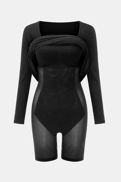 Basic Bae Built-In Shapewear Square Neck Long Sleeve Maxi Dress Product Image