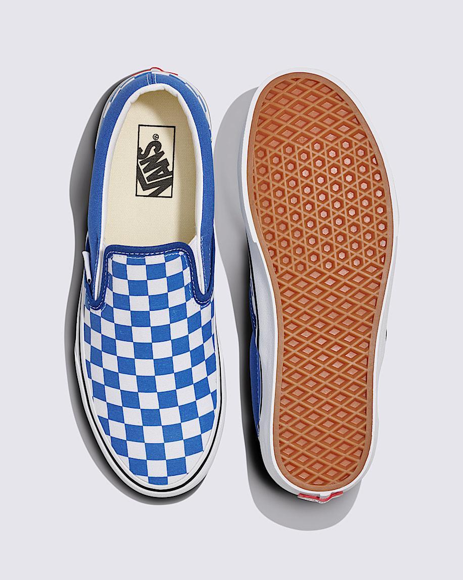 Classic Slip-On Checkerboard Shoe in Blue / White| Vans US Product Image