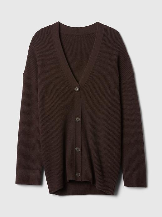 CashSoft Shaker-Stitch Boyfriend Cardigan Product Image