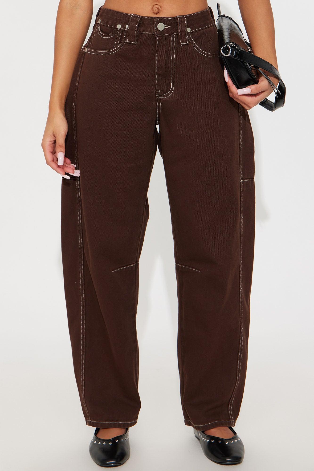 Delancey Low Rise Loose Jeans - Brown Product Image