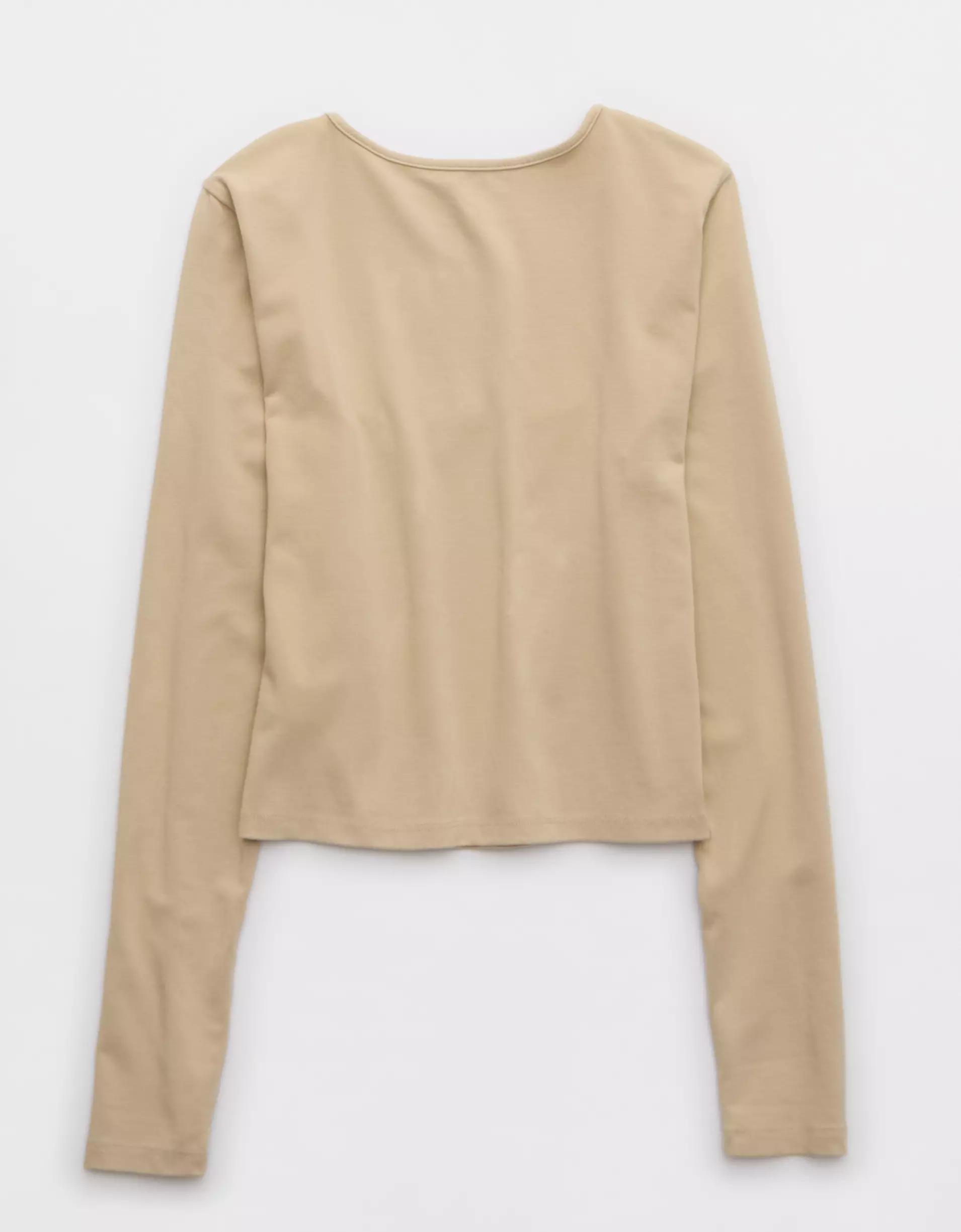 Aerie Chill Up Long Sleeve Cropped T-Shirt Product Image