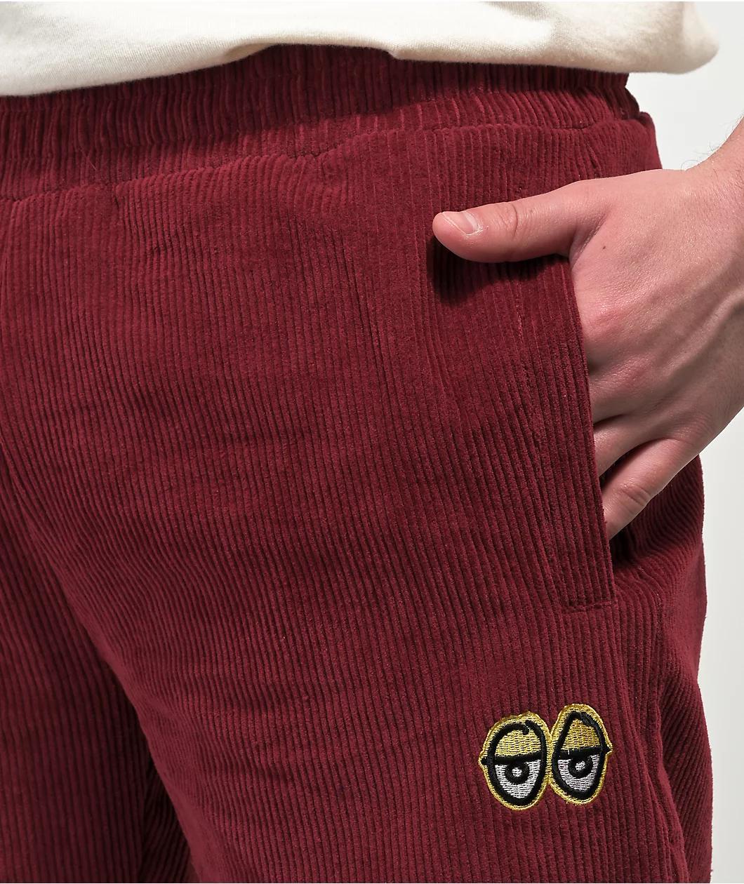 Krooked Kords Burgundy Corduroy Elastic Waist Skate Pants Product Image