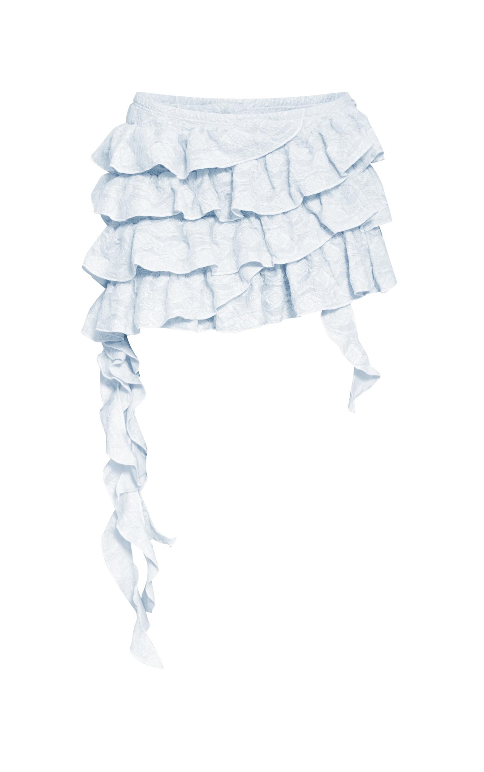 Sky Blue Tiered Textured Rara Mini Skirt Product Image