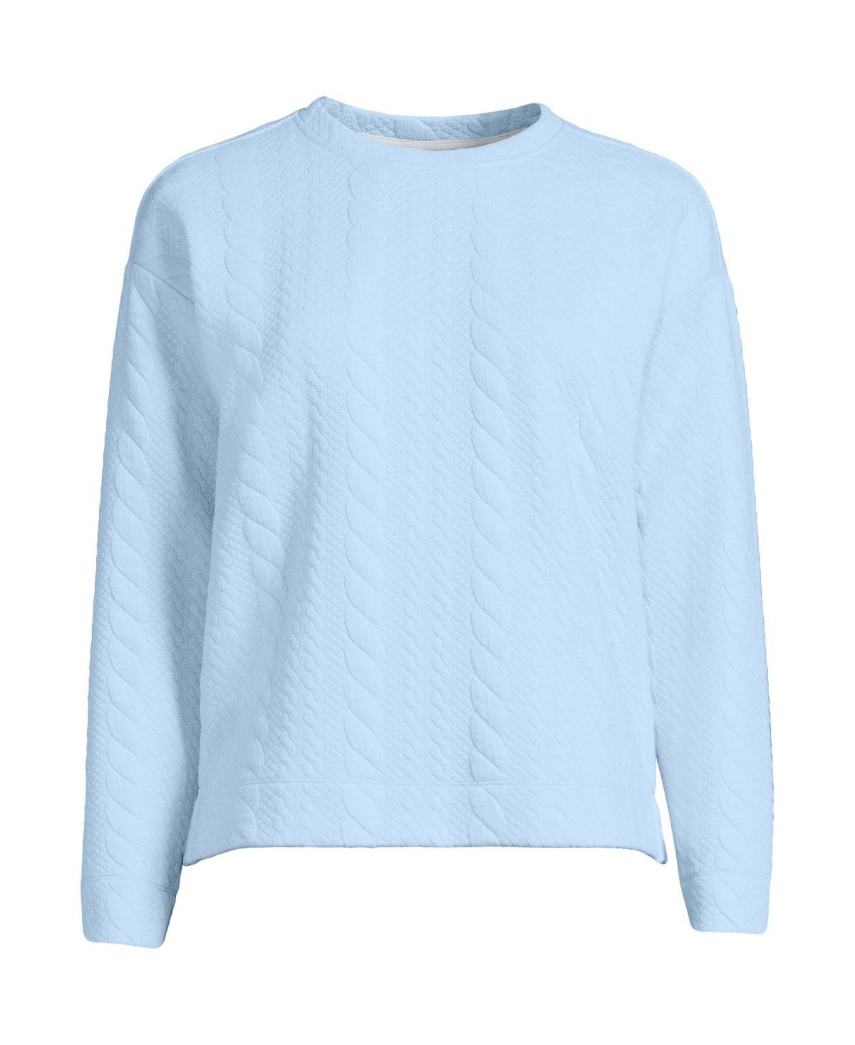 Women's Lands' End Quilted Cable Sweatshirt, Size: XL, Fresh Ivory Product Image