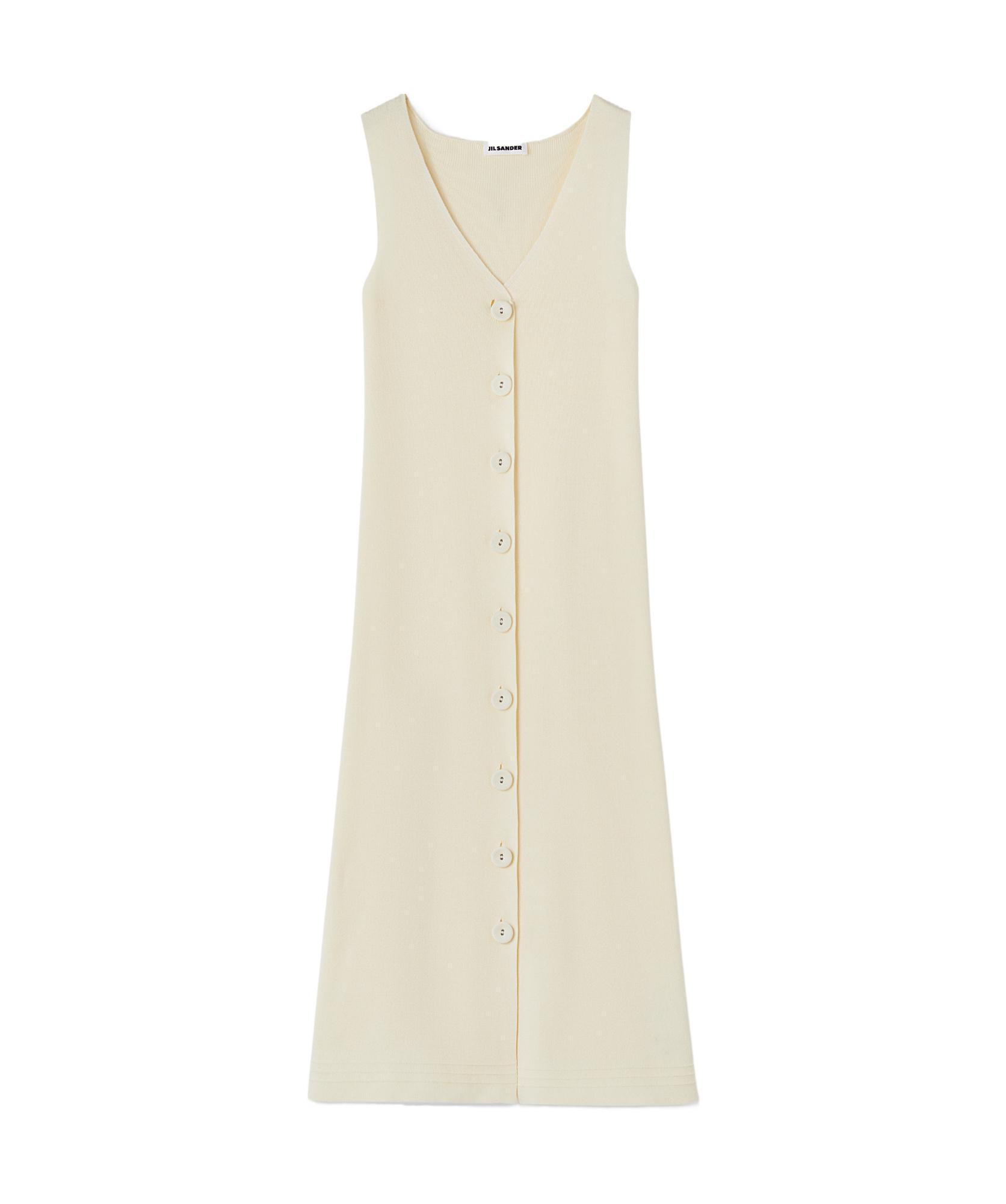 JIL SANDER V-neck Ribbed Midi Dress In Neutrals Product Image