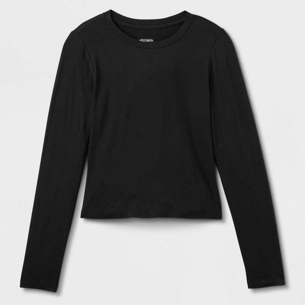 Womens Long Sleeve Base Layer T-Shirt - Wild Fable Black XL: Slim Fit, Crew Neck, Midweight Jersey, Pullover Style Product Image