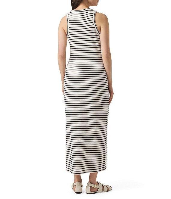 Splendid Whitney Terry Stripe Print Crew Neck Sleeveless Tee Shirt Midi Dress Product Image
