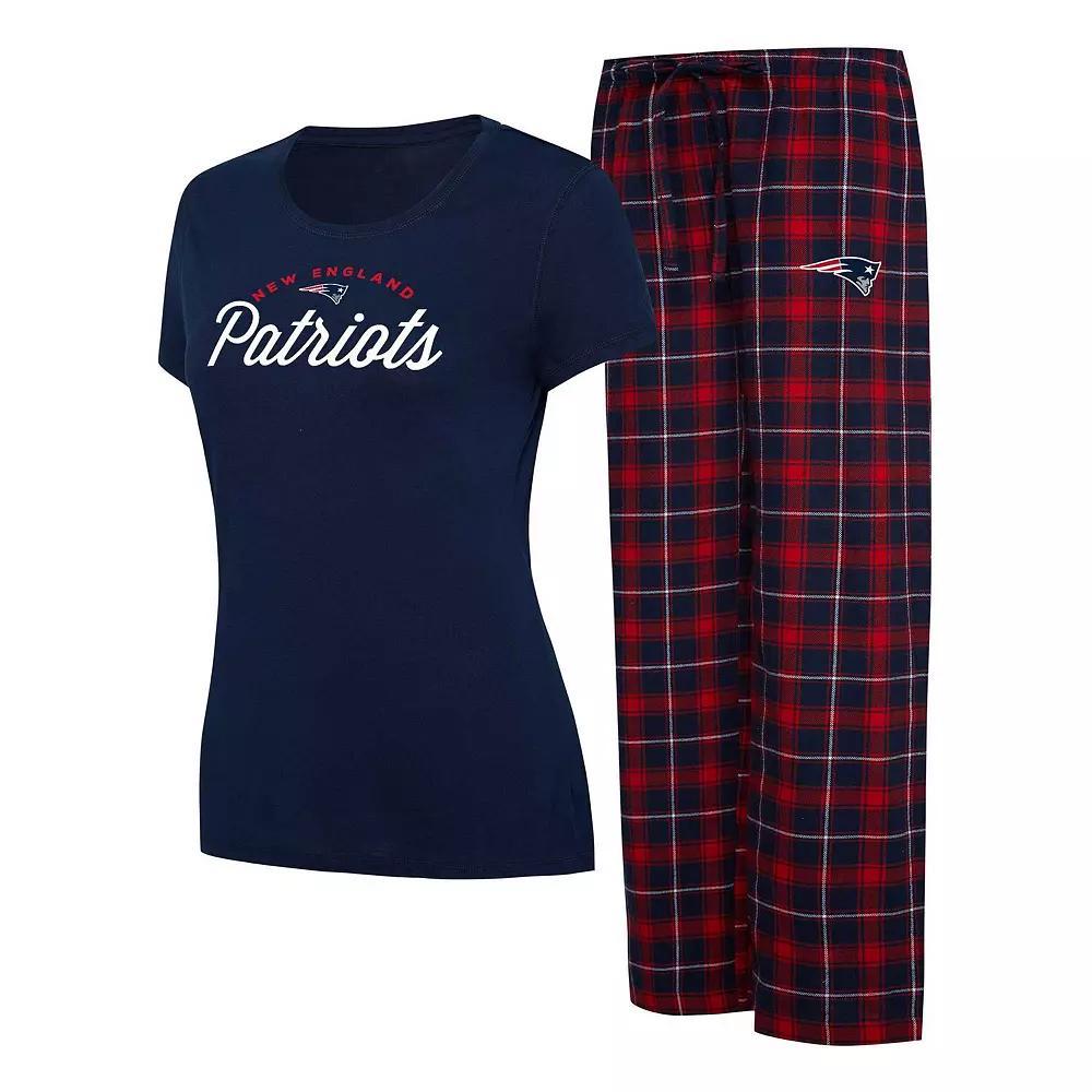 Women's Concepts Sport Navy New England Patriots Plus Size Badge T-Shirt & Flannel Pants Sleep Set, Size: 2XL, Blue Product Image