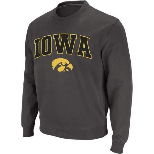 Men's Colosseum Charcoal Iowa Hawkeyes Arch & Logo Crew Neck Sweatshirt, Size: Large Product Image