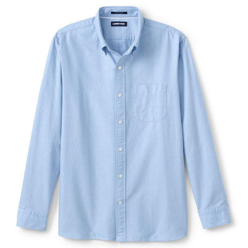 Men's Lands' End Tailored-Fit Sail Rigger Oxford Shirt, Size: Medium, White Product Image