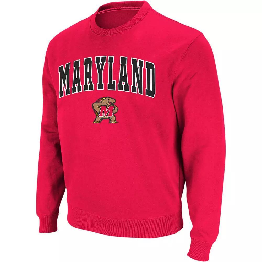 Men's Colosseum Red Maryland Terrapins Arch & Logo Crew Neck Sweatshirt, Size: Small Product Image