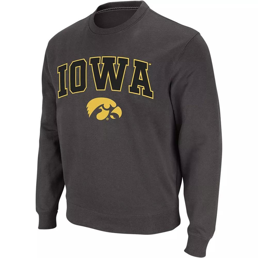 Men's Colosseum Charcoal Iowa Hawkeyes Arch & Logo Crew Neck Sweatshirt, Size: Large Product Image