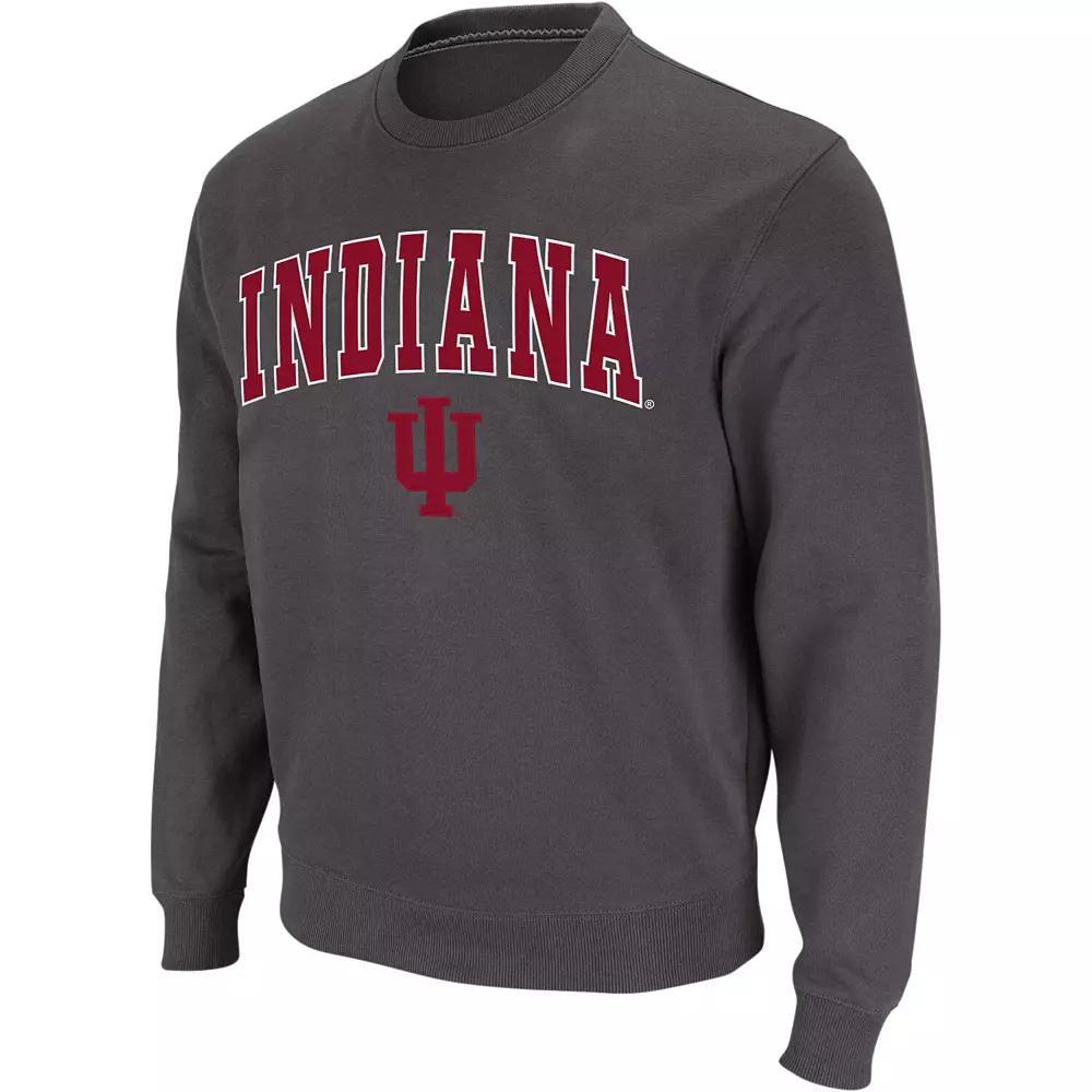 Men's Colosseum Charcoal Indiana Hoosiers Arch & Logo Crew Neck Sweatshirt, Size: Small Product Image