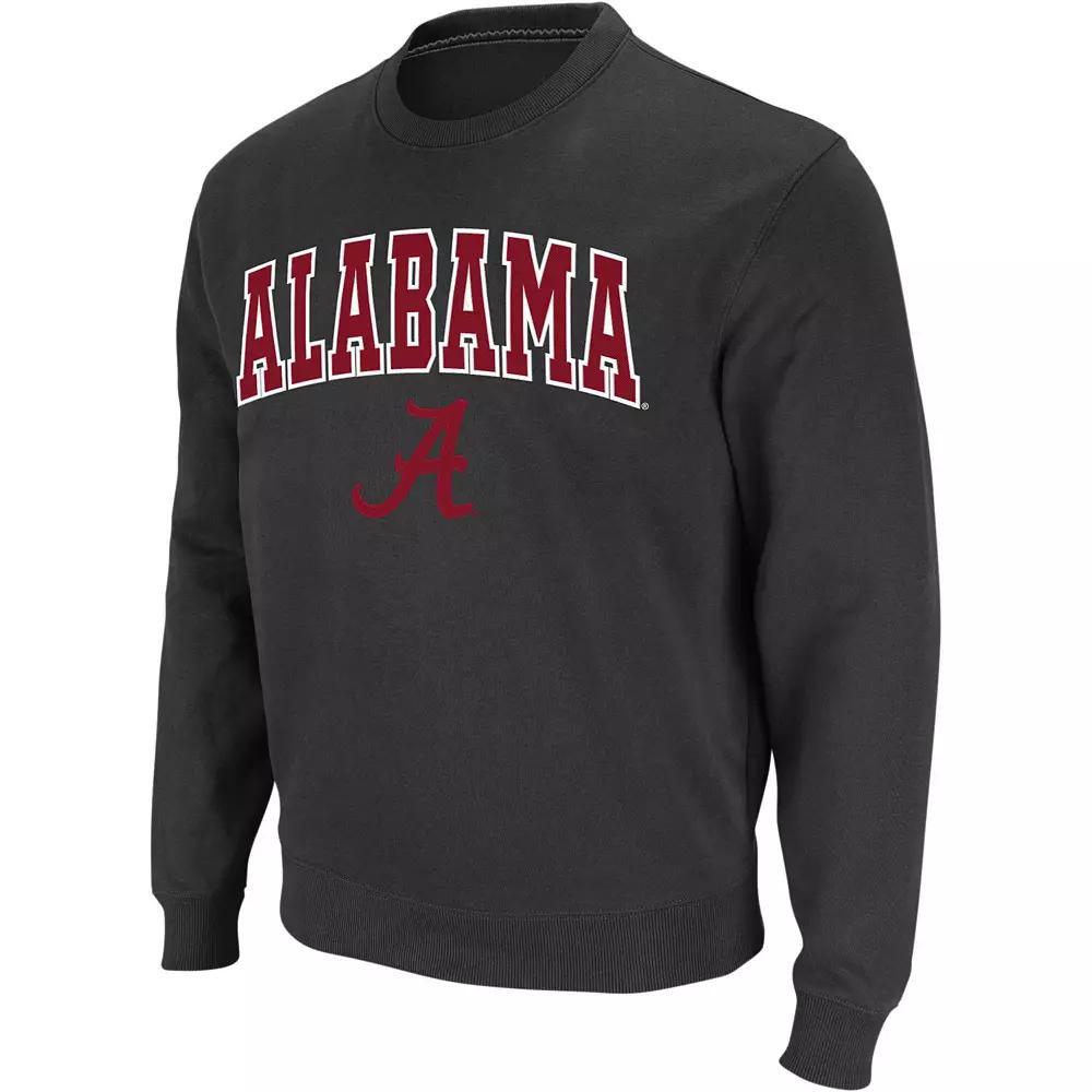 Men's Colosseum Charcoal Alabama Crimson Tide Arch & Logo Crew Neck Sweatshirt, Size: Small Product Image