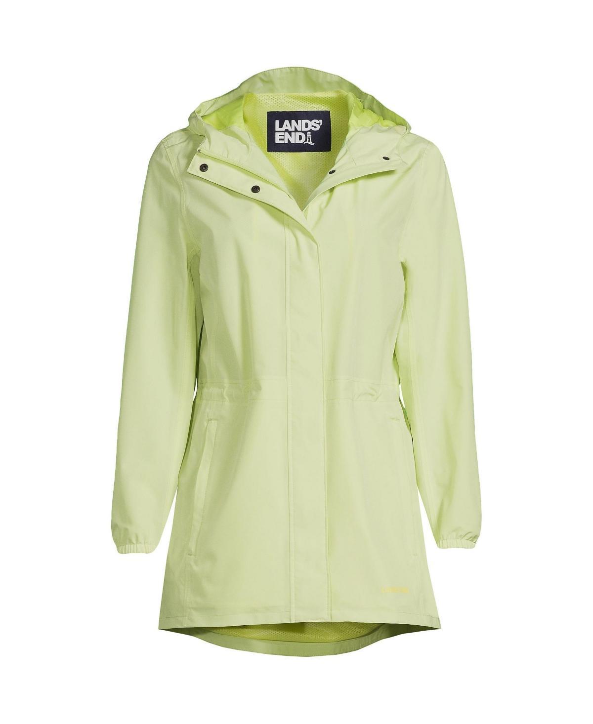 Womens Lands End Hooded Packable Raincoat Deep Blue Product Image