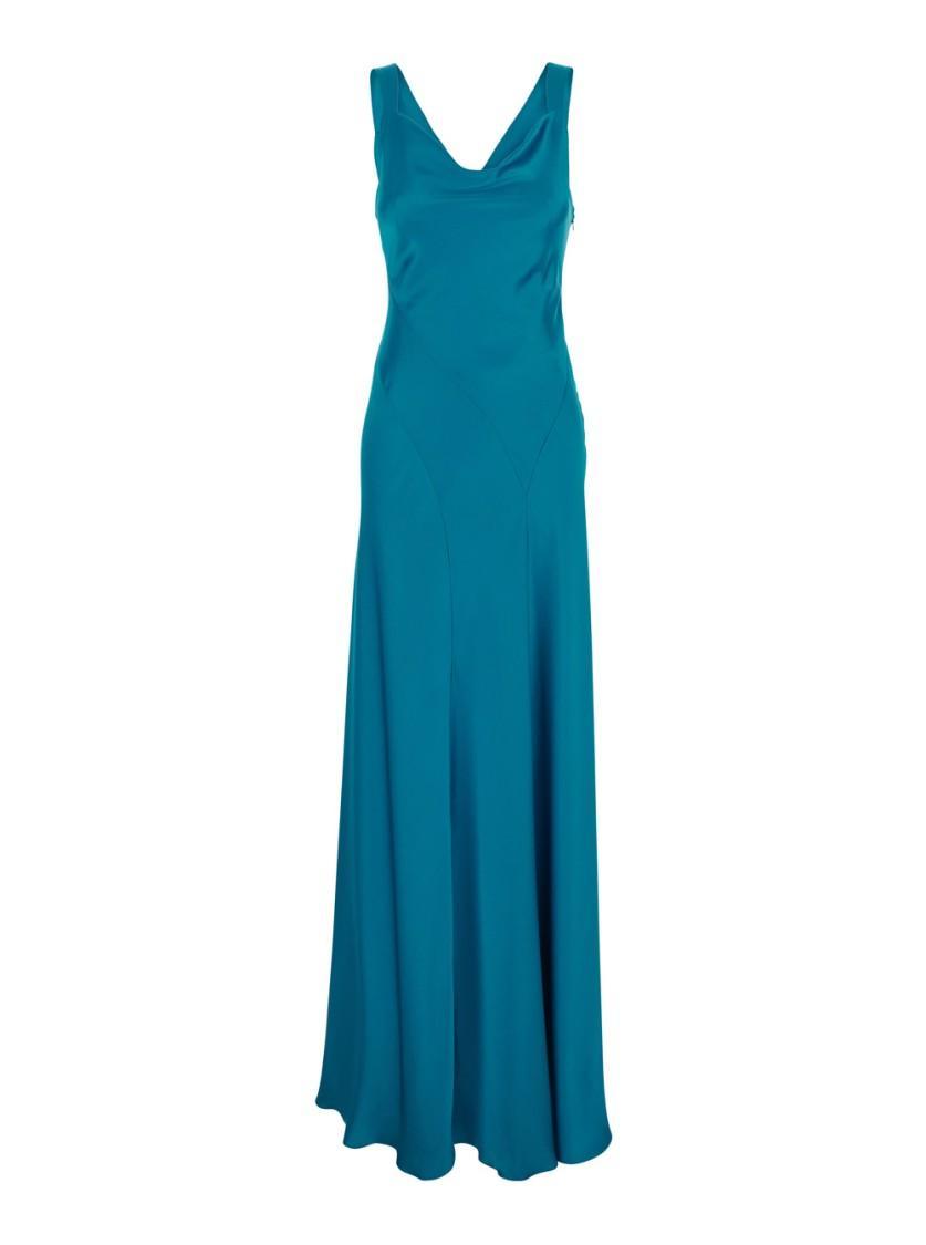 ALBERTA FERRETTI Blue Dress With Cut-out Detail On The Back In Satin Woman Product Image