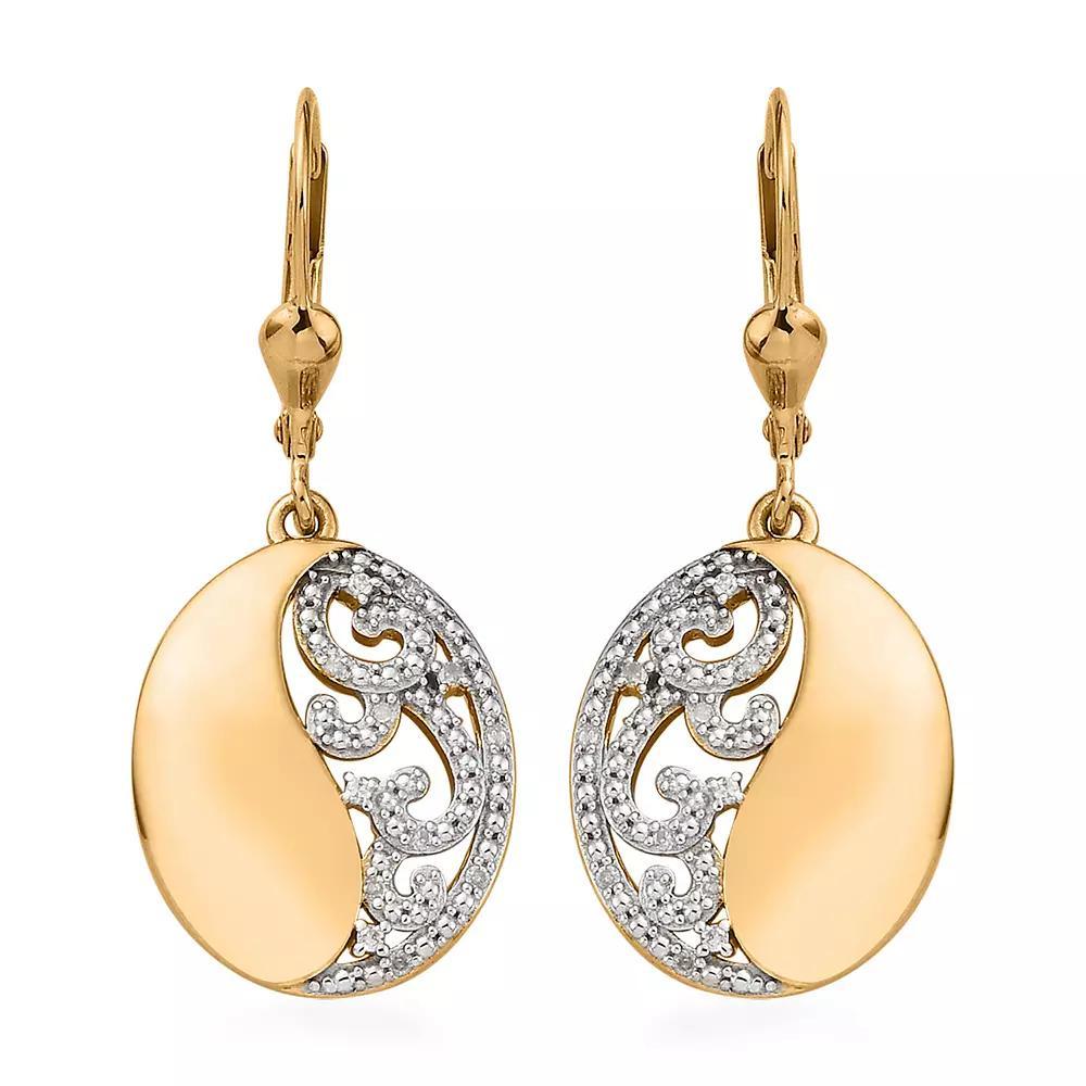 14k Gold Over Silver 1/ 10 Carat T.W. Diamond Drop Earrings, Women's, Gold Tone Product Image