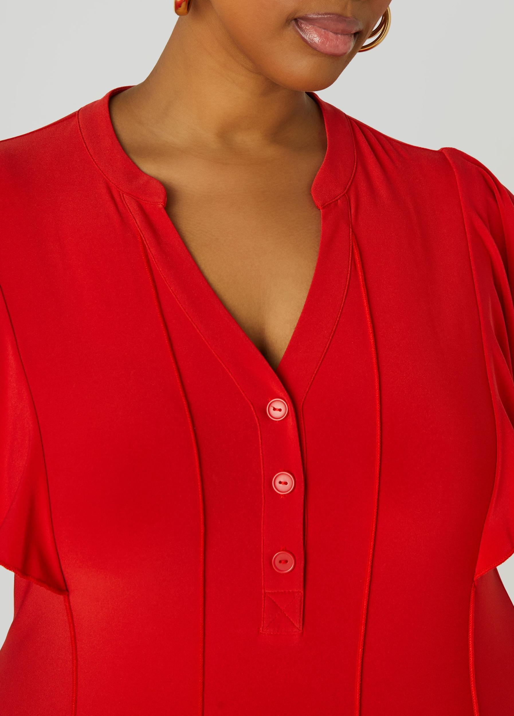Ruffle Sleeved Seamed Maxi Dress Product Image