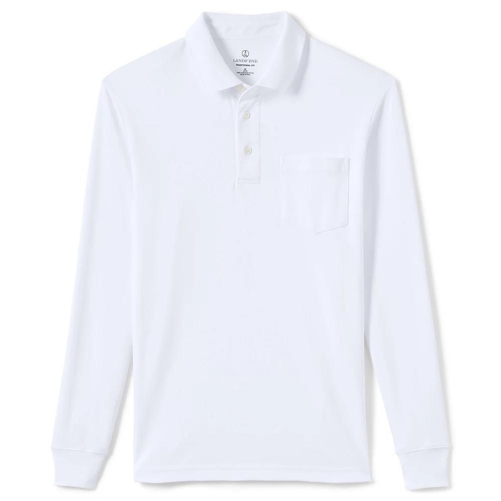 Men's Lands' End Classic-Fit Super Soft Supima Pocket Polo, Size: XL, White Product Image
