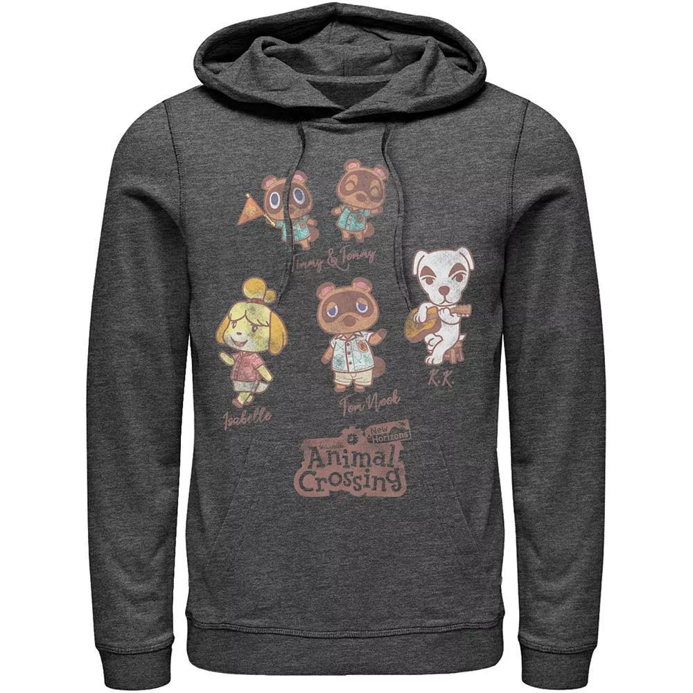 Men's Nintendo Character Textbook Group Shot Text Hoodie, Size: XL, Grey Heather Product Image