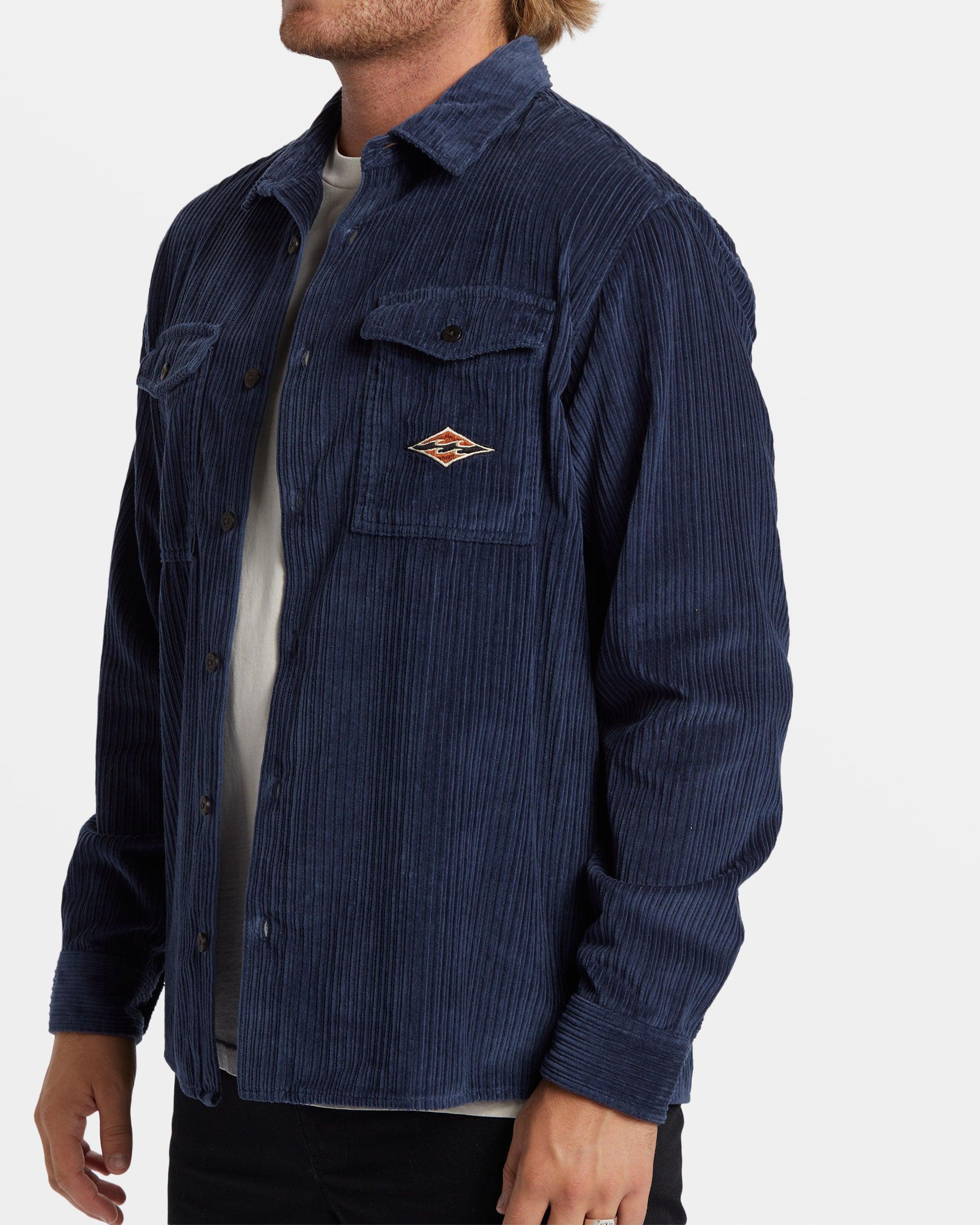Bong Days Long Sleeve Cord Shirt - Dusty Navy Male Product Image