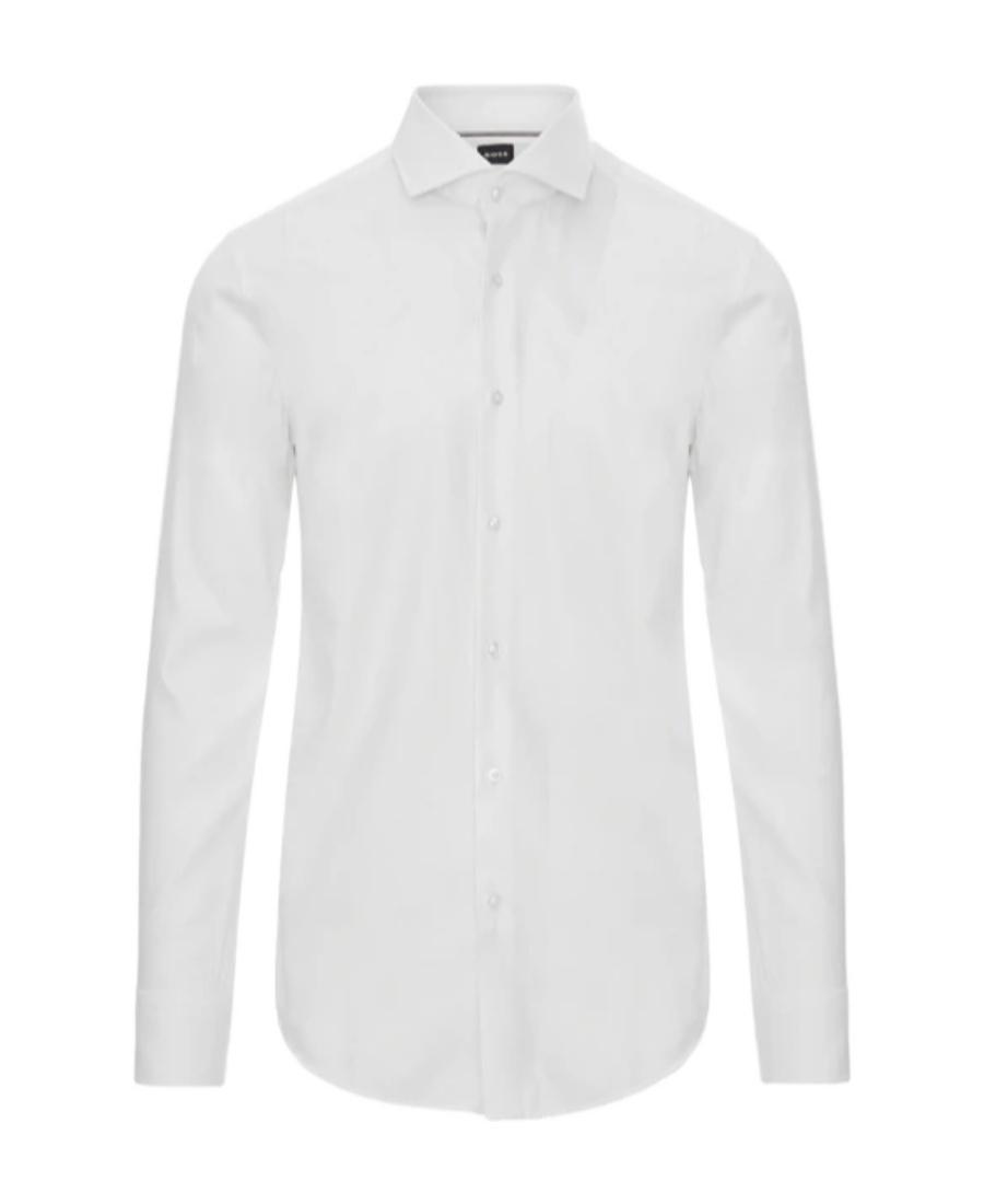 HUGO BOSS Lapel Long-sleeved Shirt In White Product Image